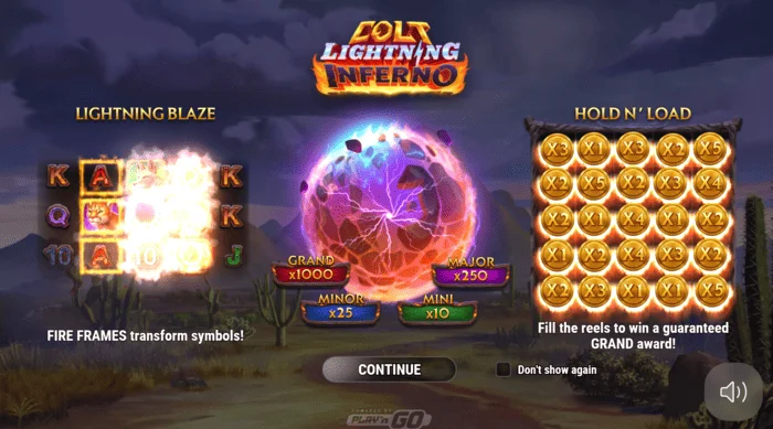 หน้าจอหลักของ Colt Lightning Inferno